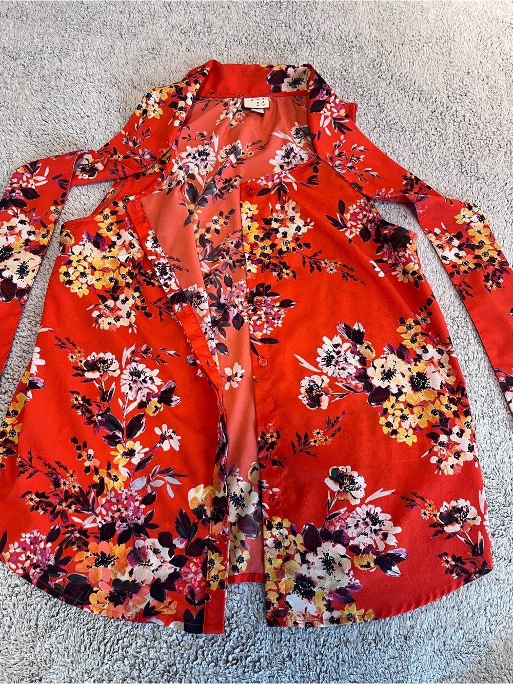 A New Day Sleeveless Floral Tie-Neck Blouse - Picture 3 of 5